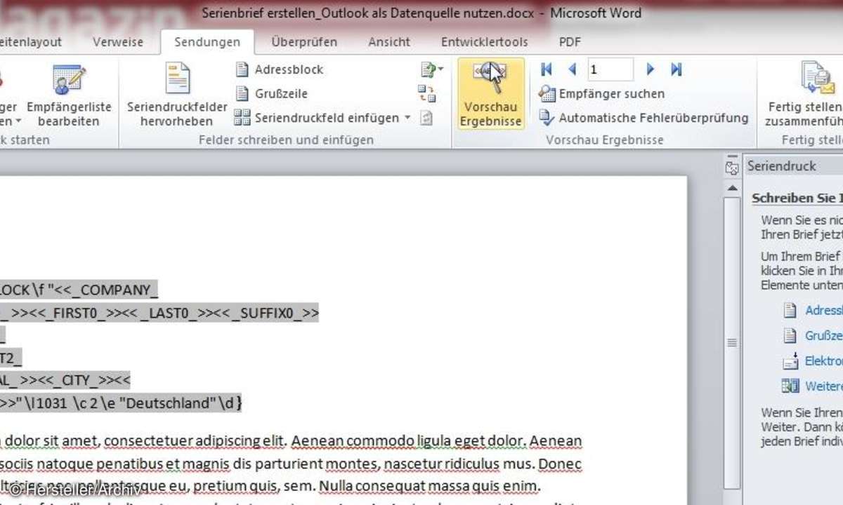 office, serienbrief