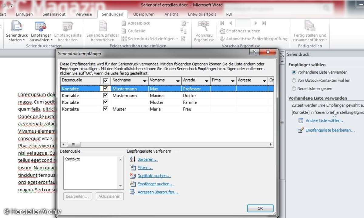Tipp 4: Microsoft Outlook als Datenquelle nutzen