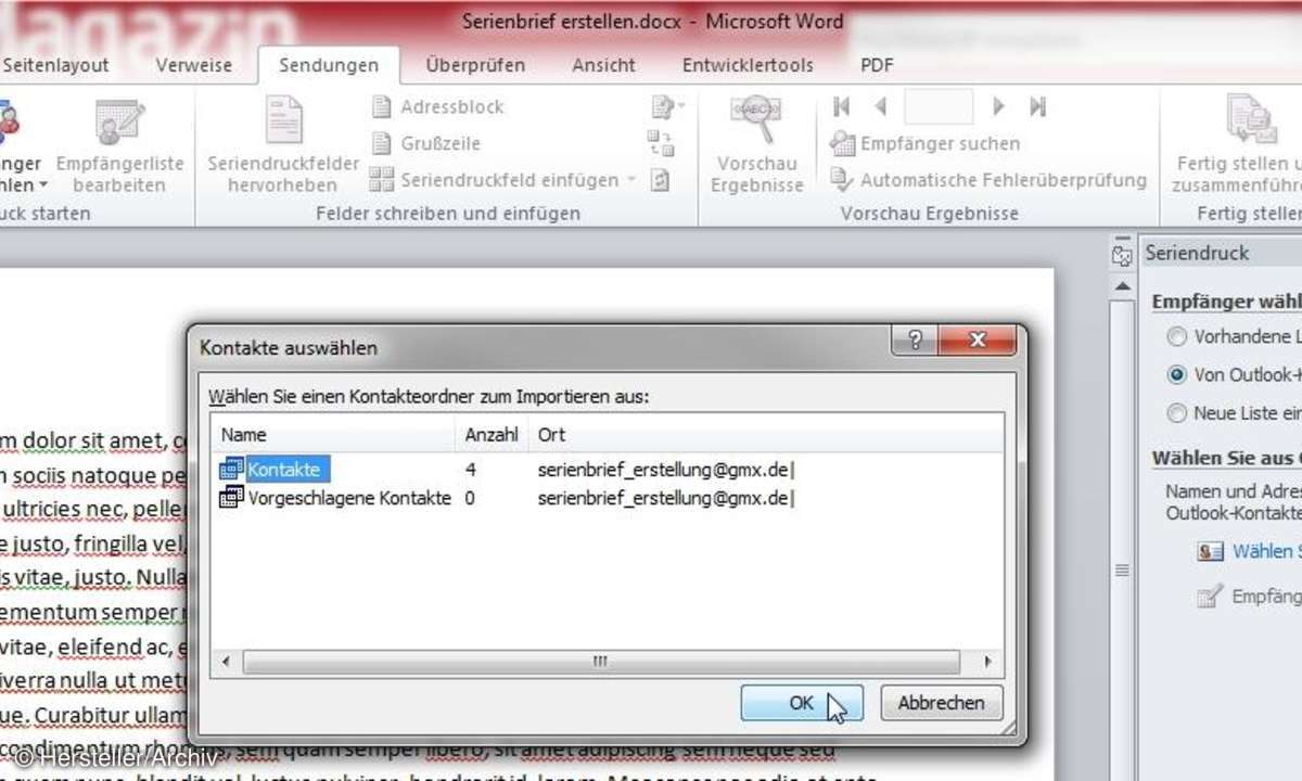 Tipp 4: Microsoft Outlook als Datenquelle nutzen