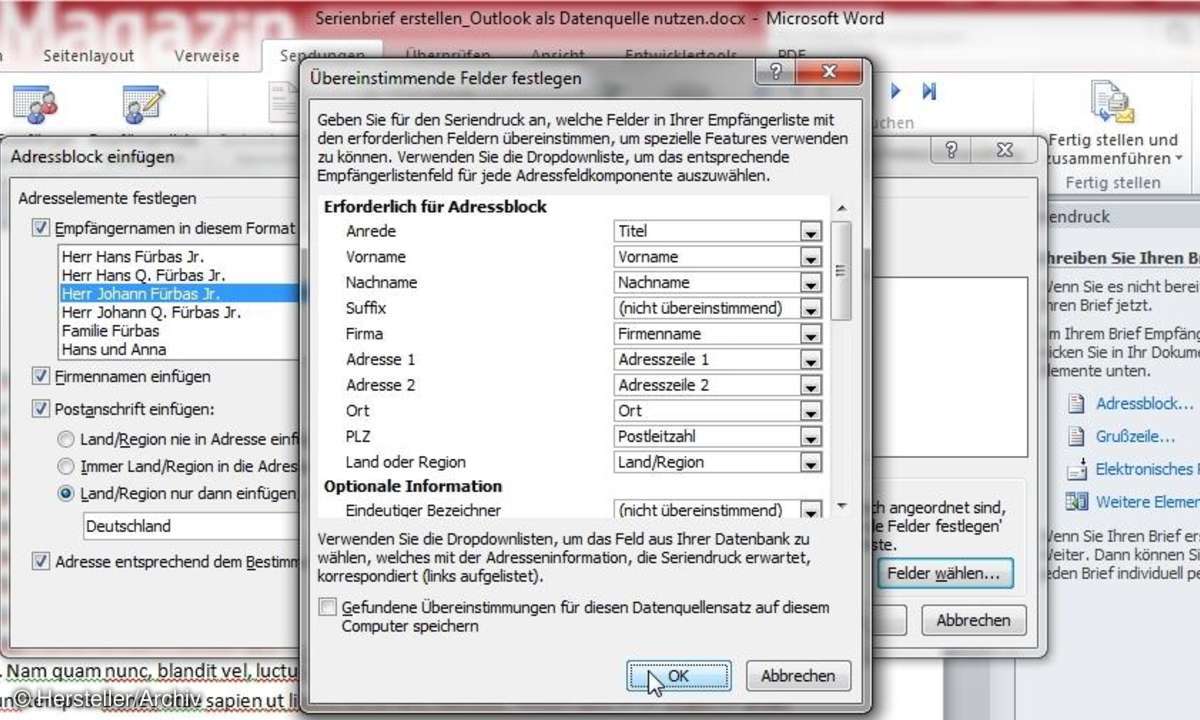 office, serienbrief