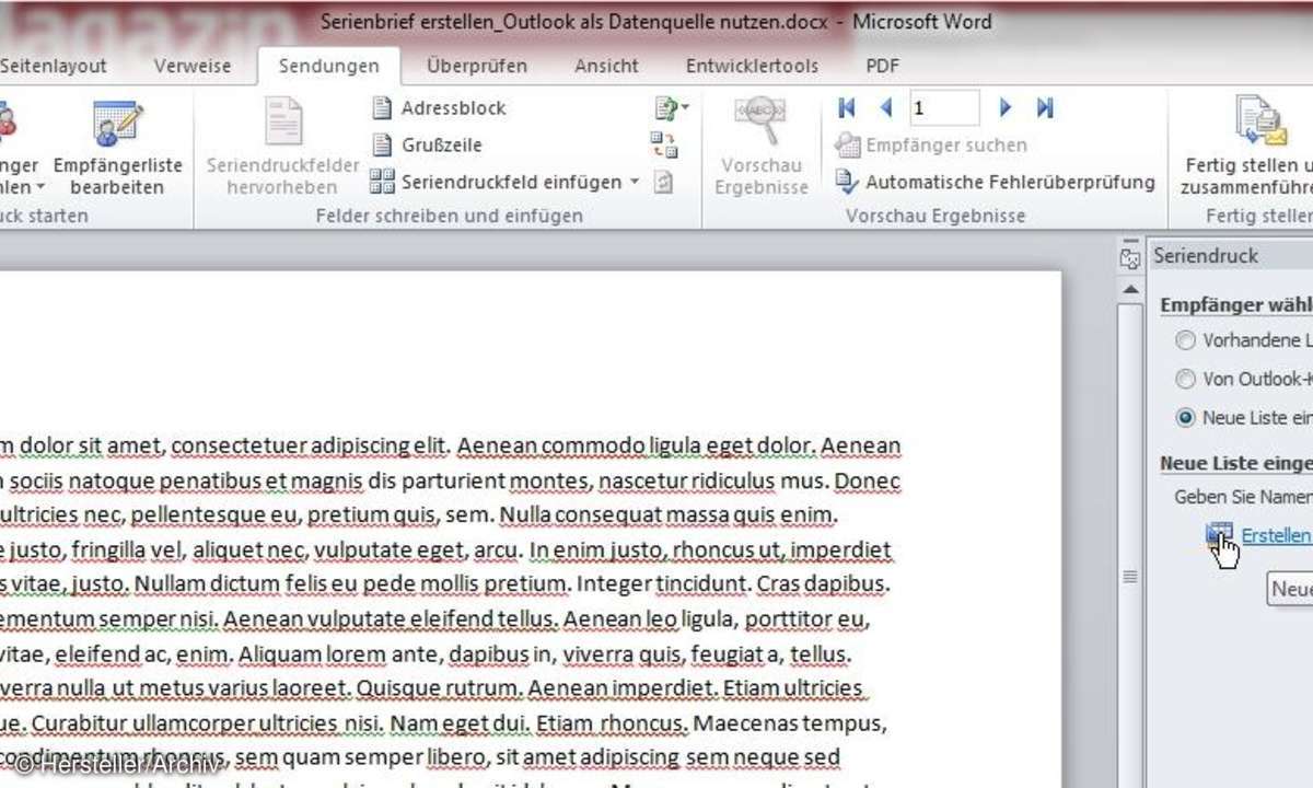 Tipp 5: Kontakte in Word erstellen