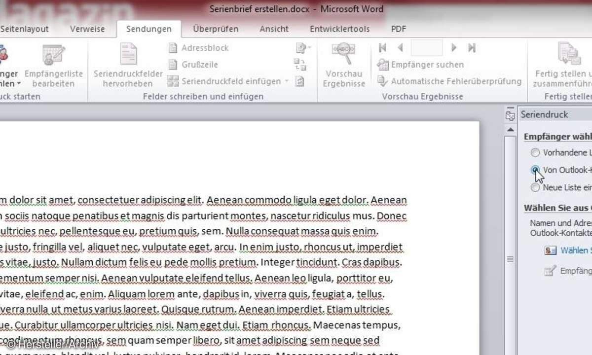 Tipp 4: Microsoft Outlook als Datenquelle nutzen