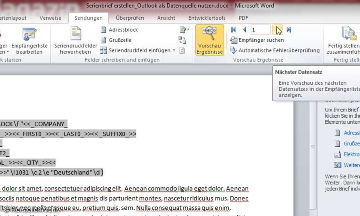 office, serienbrief
