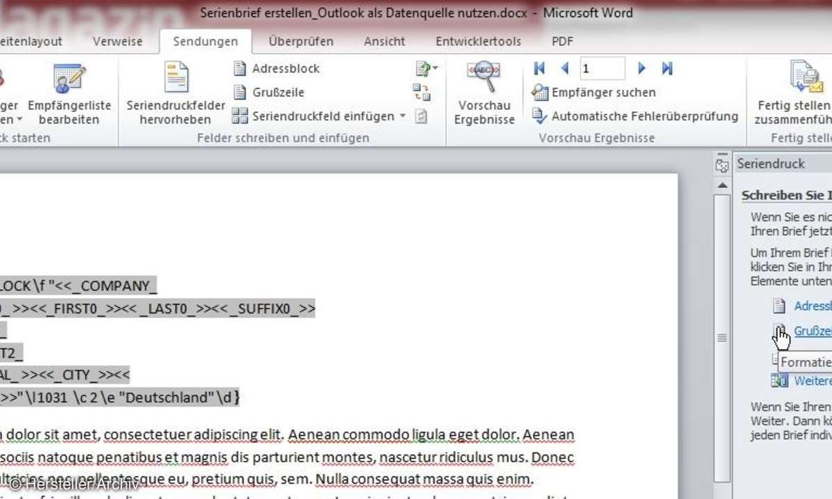 office, serienbrief
