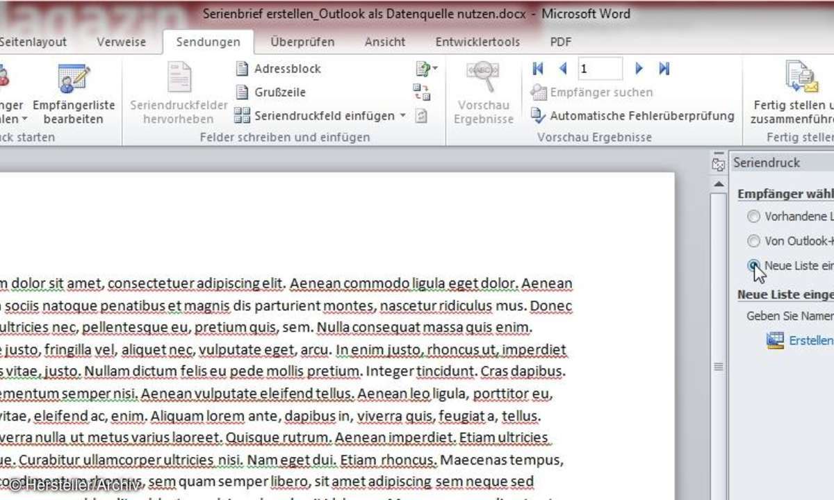 Tipp 5: Kontakte in Word erstellen