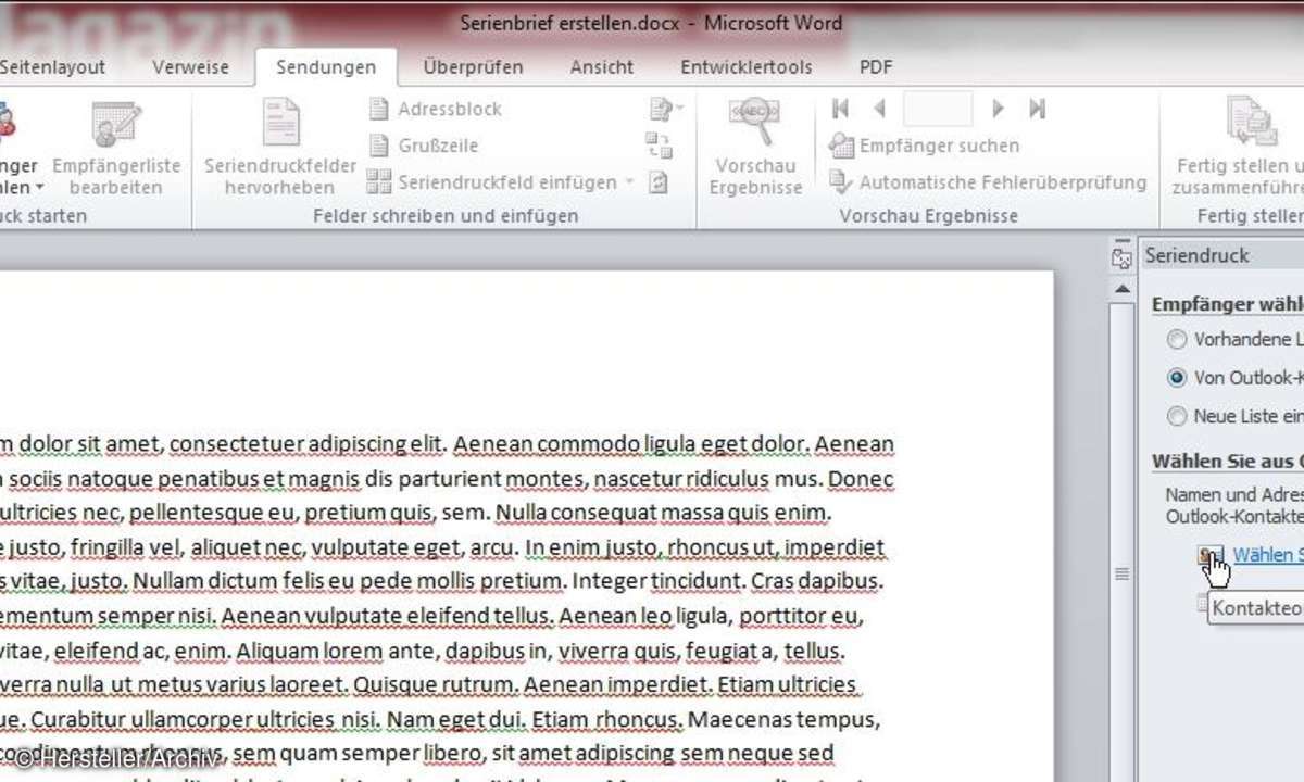 Tipp 4: Microsoft Outlook als Datenquelle nutzen