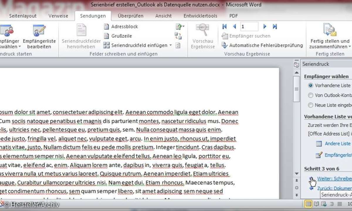 office, serienbrief