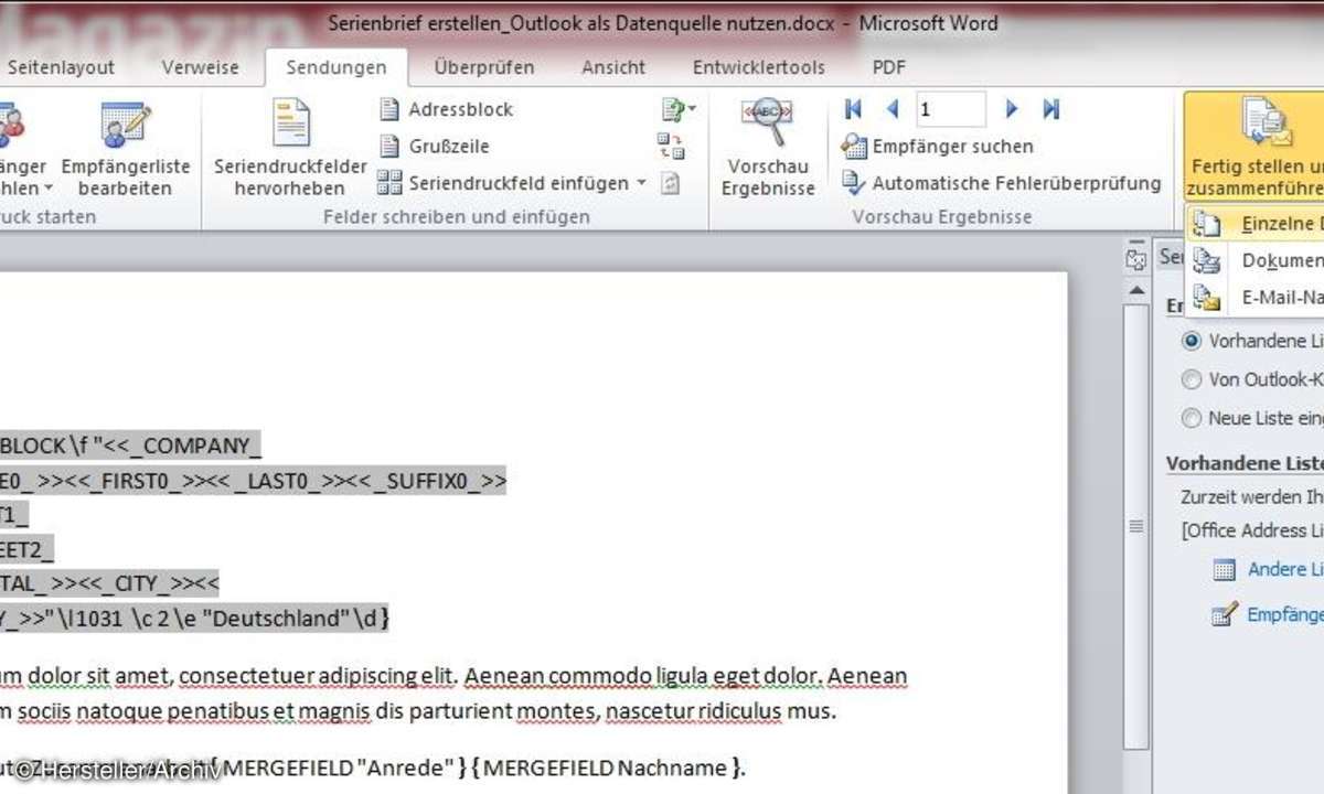 office, serienbrief