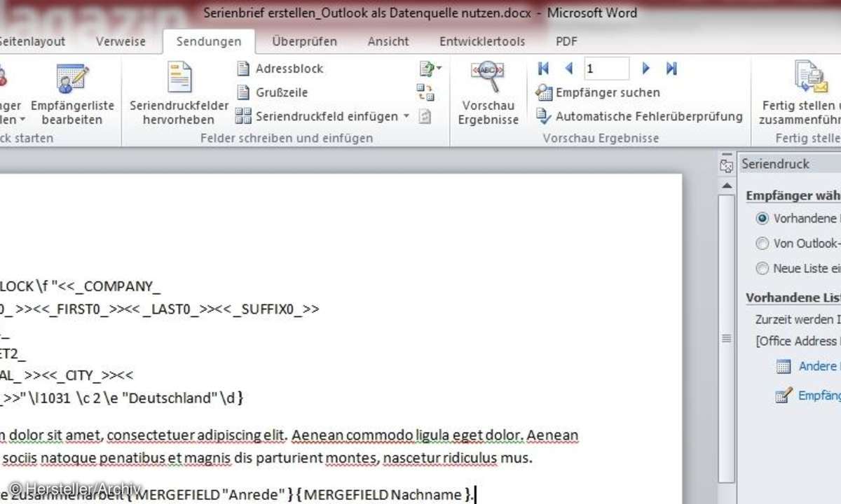 office, serienbrief