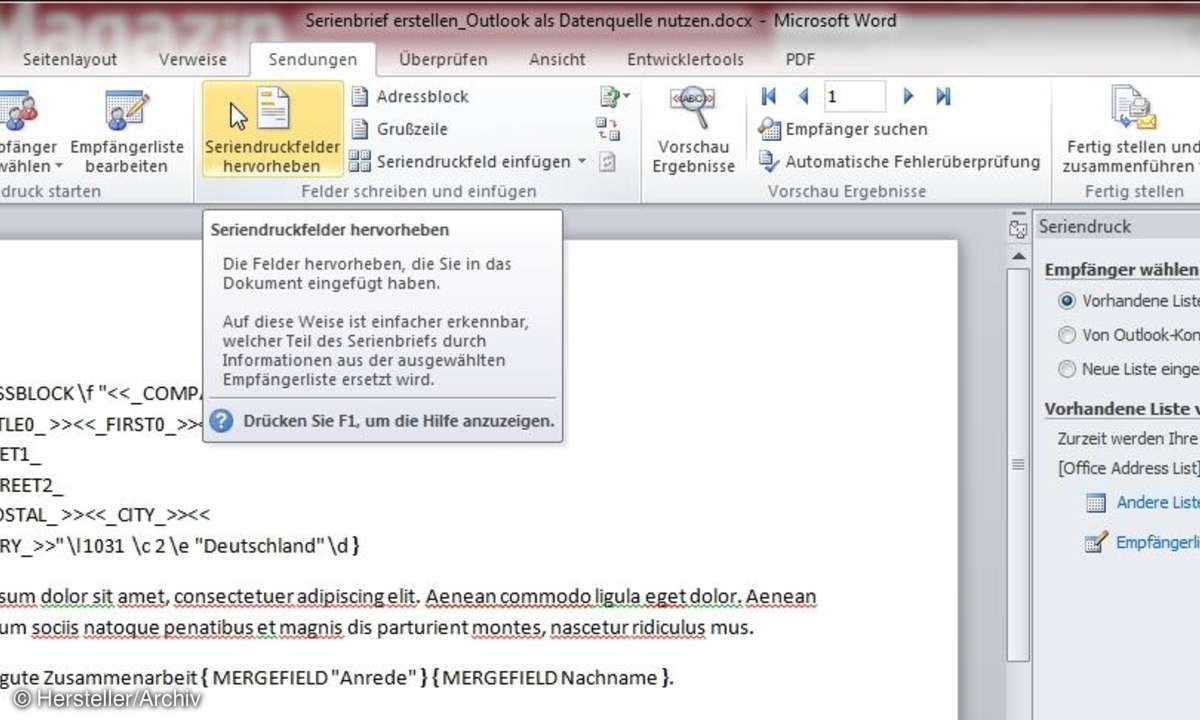 office, serienbrief