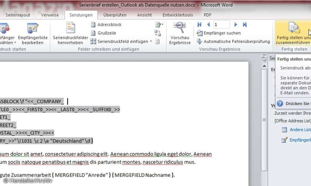 office, serienbrief