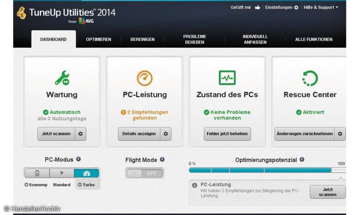 TuneUp Utilities 2014 Screenshot