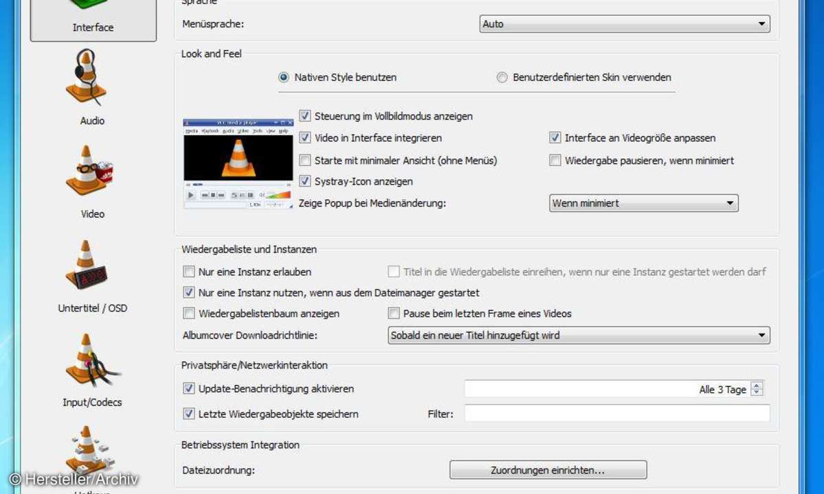 VLC Interface-Einstellungen
