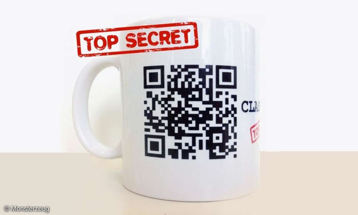 Tasse, Geheimtasse, Geheimtasse QR Code, QR Code