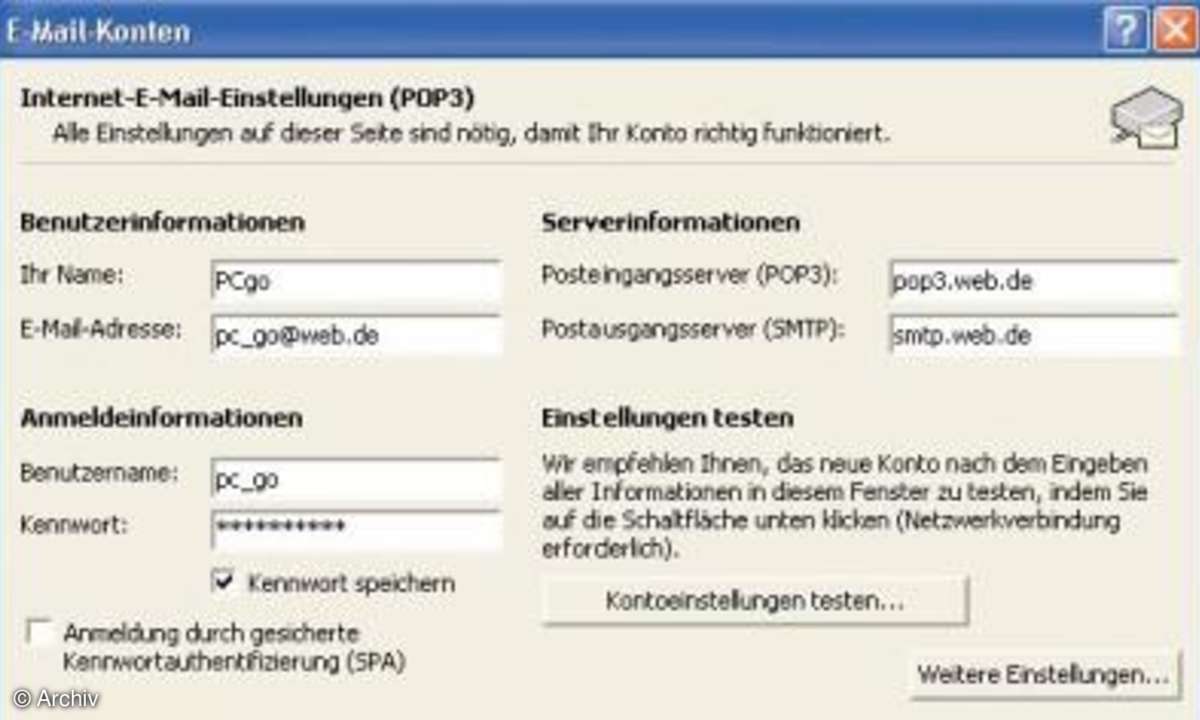 FreeMails mit Outlook