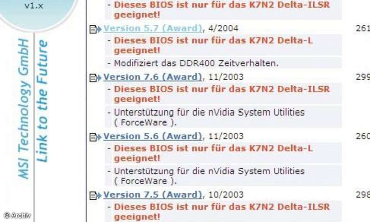 BIOS korrekt geflasht
