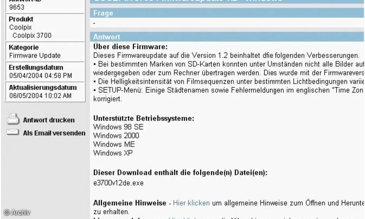 Firmware-Update für Digitalkameras