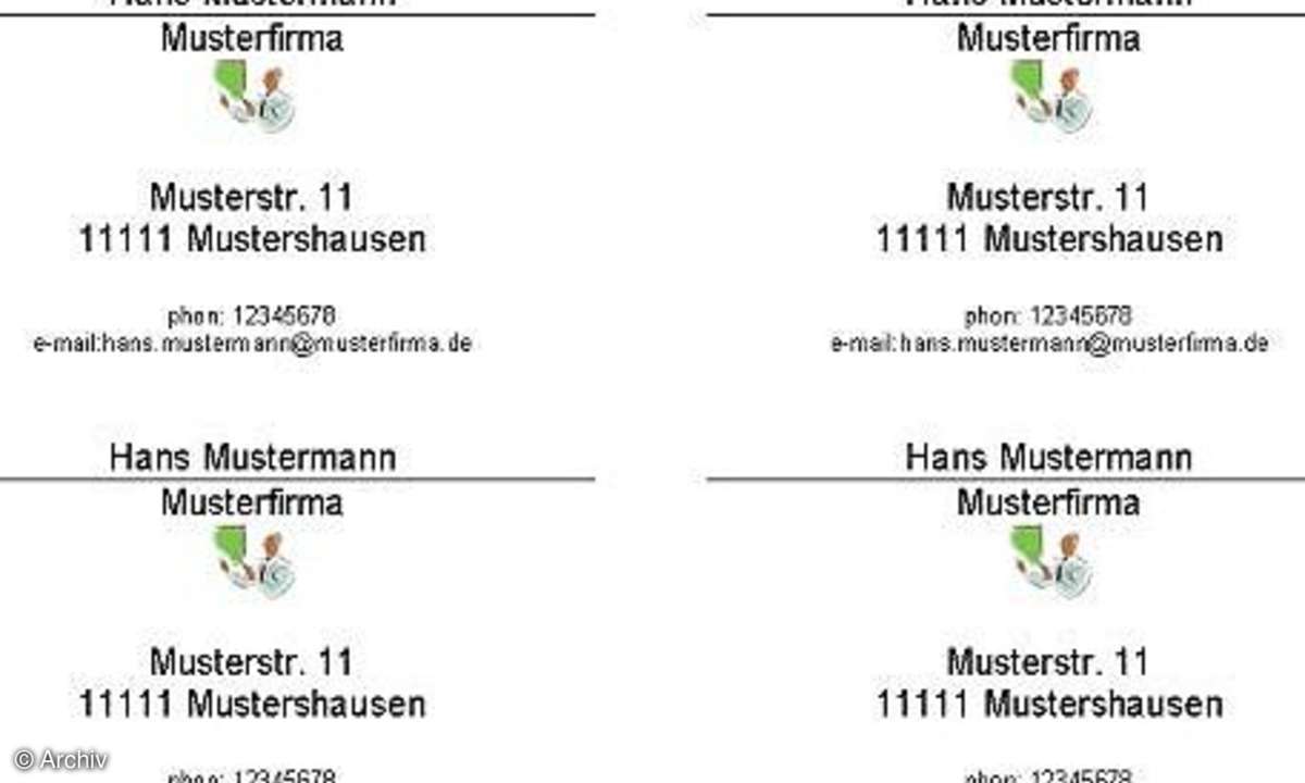 Visitenkarten mit Word