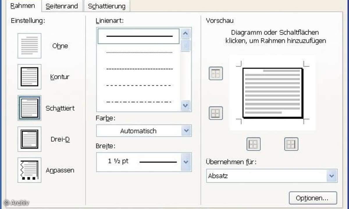 Visitenkarten mit Word