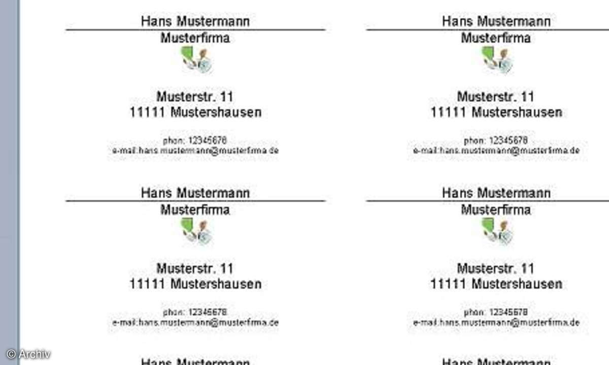 Visitenkarten mit Word