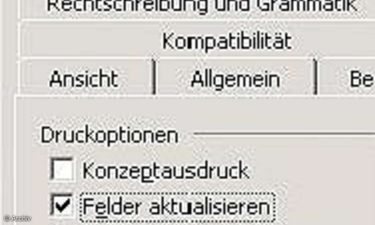 Feldfunktionen in Word