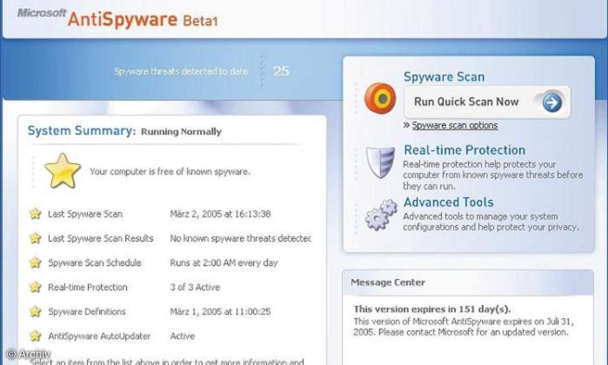 Sicher Surfen: Microsoft AntiSpyware