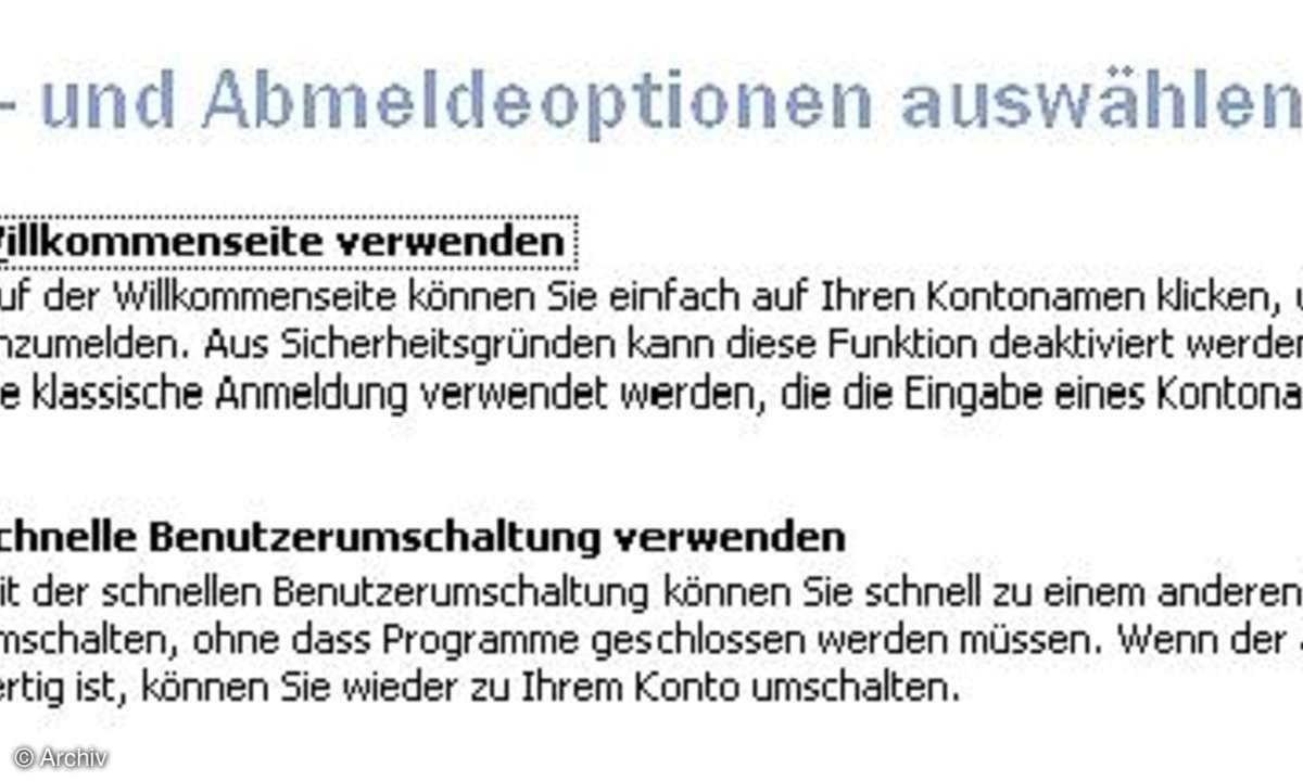 Sichere Benutzerkonten unter Windows XP