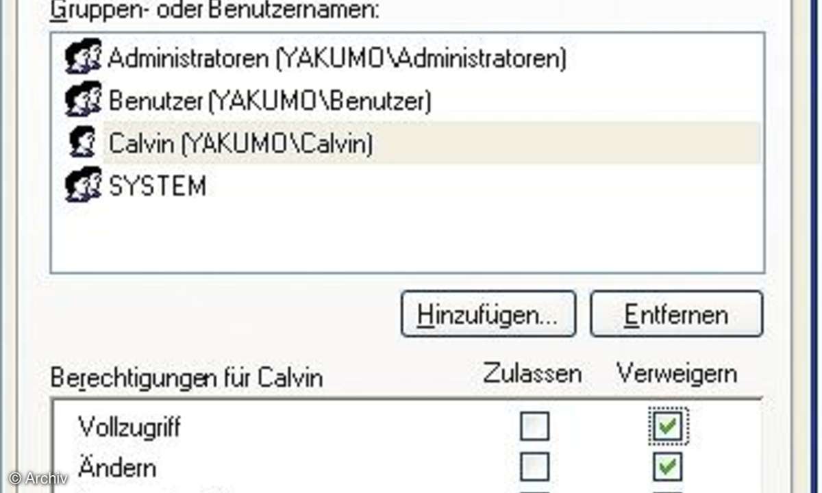 Sichere Benutzerkonten unter Windows XP