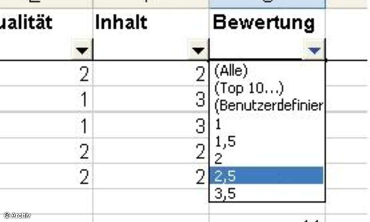Tipps zu Datenbanken in Excel