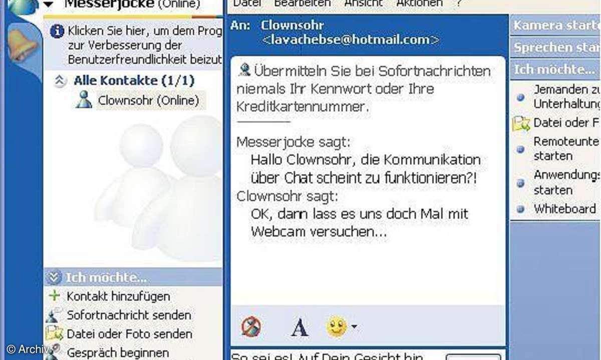 Videotelefonie mit Webcams