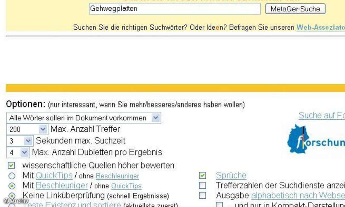 Suchdienste und Suchtipps fürs Netz