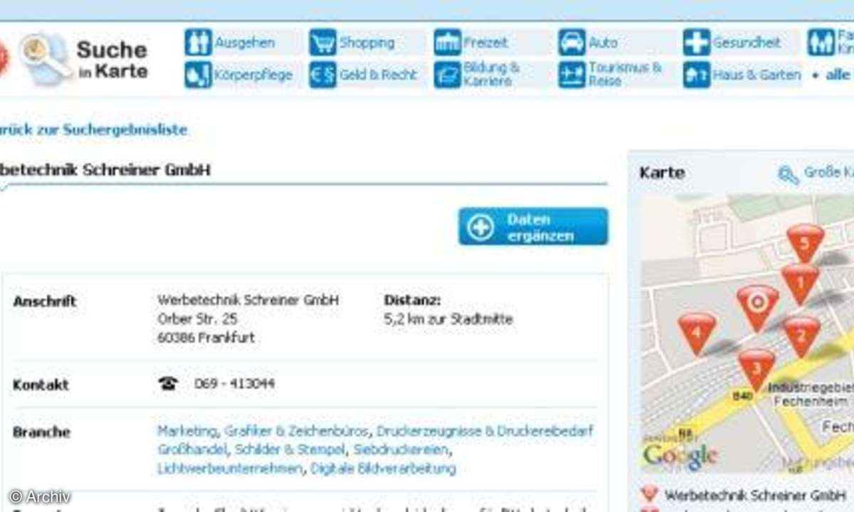 Lokale Suche im Internet