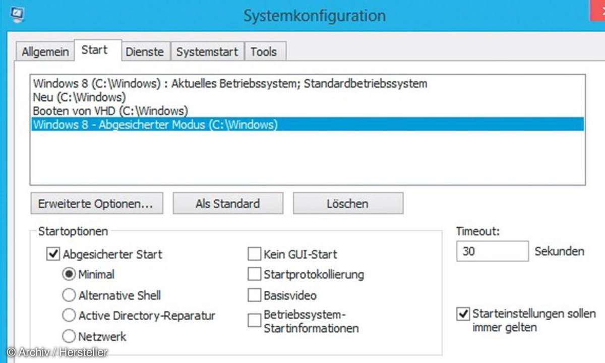 Systemkonfiguration Windows 8