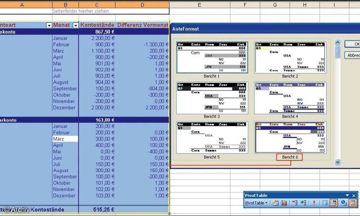 Pivot-Tabellen in Excel