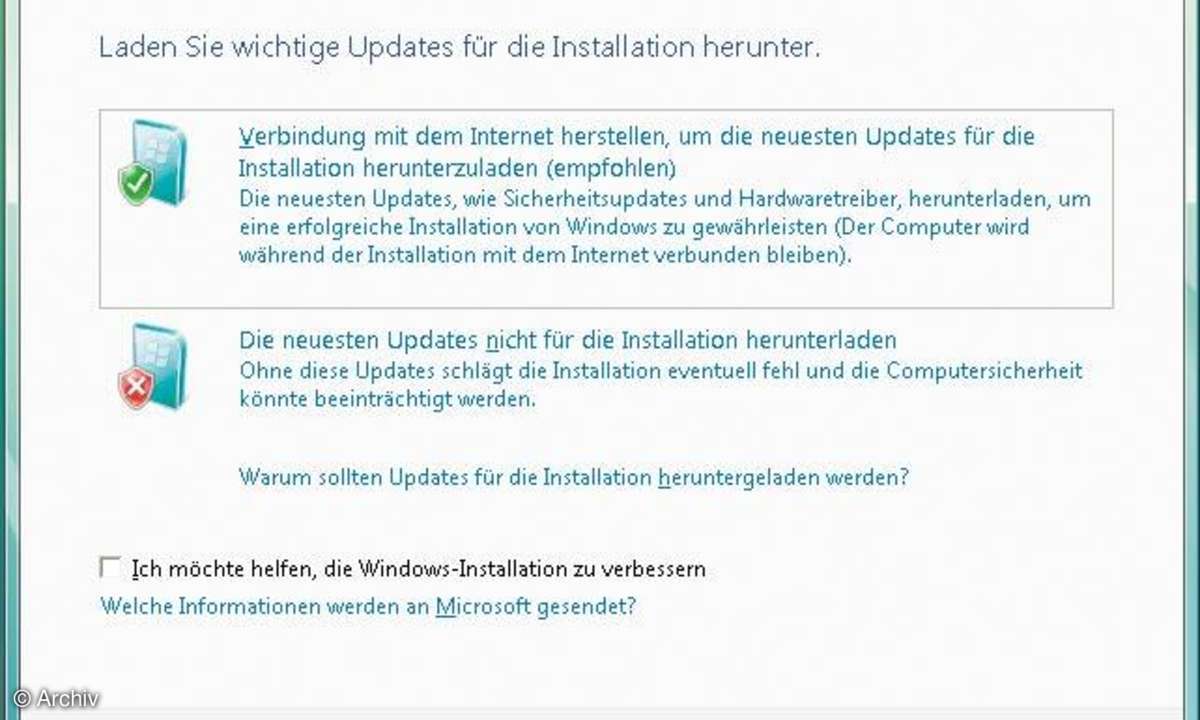 Praxis: Notebook auf Vista updaten