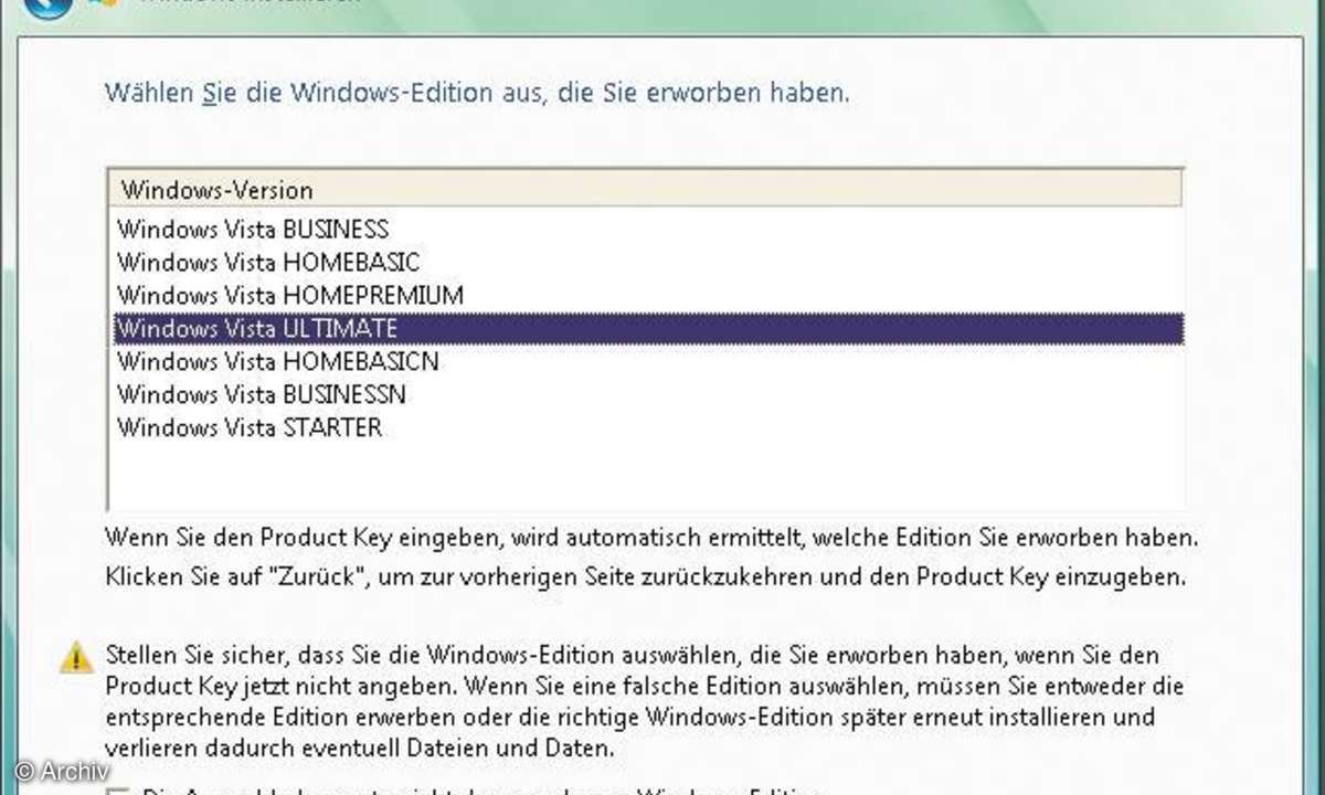 Praxis: Notebook auf Vista updaten