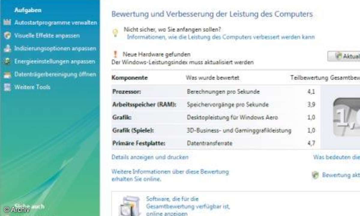 Praxis: Notebook auf Vista updaten