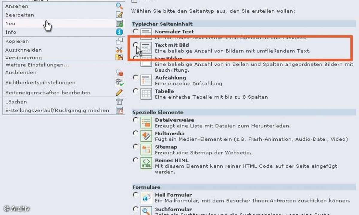 Content Management mit Typo3