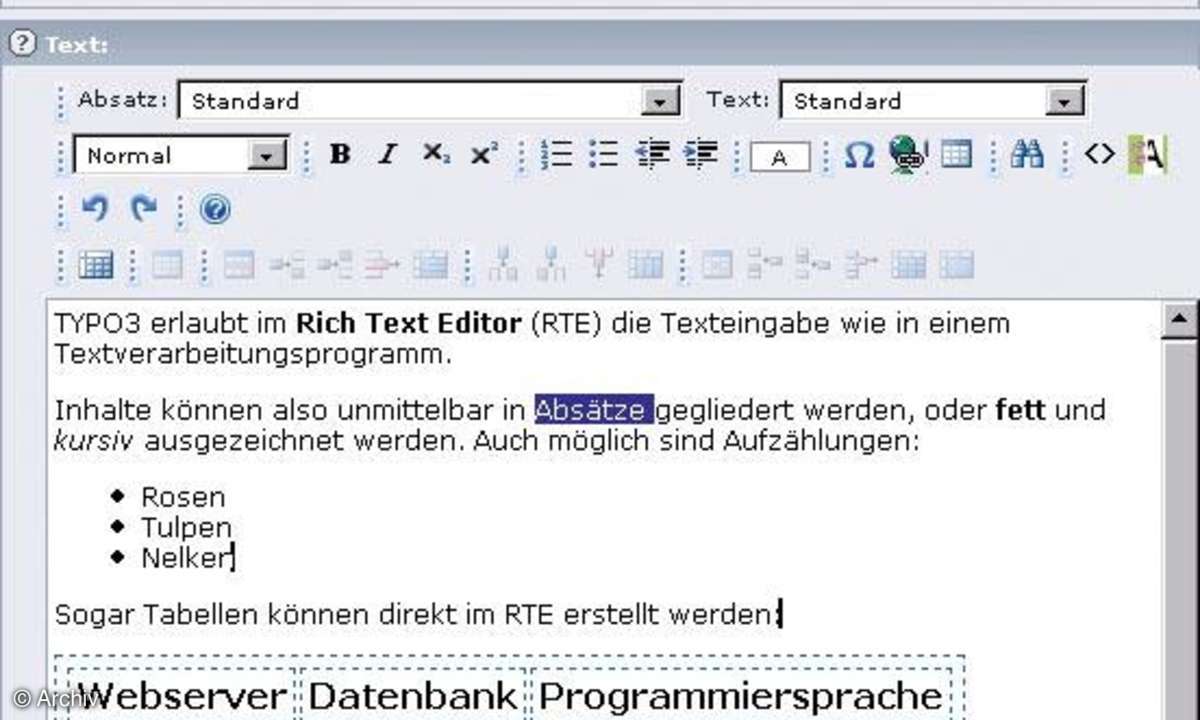 Content Management mit Typo3