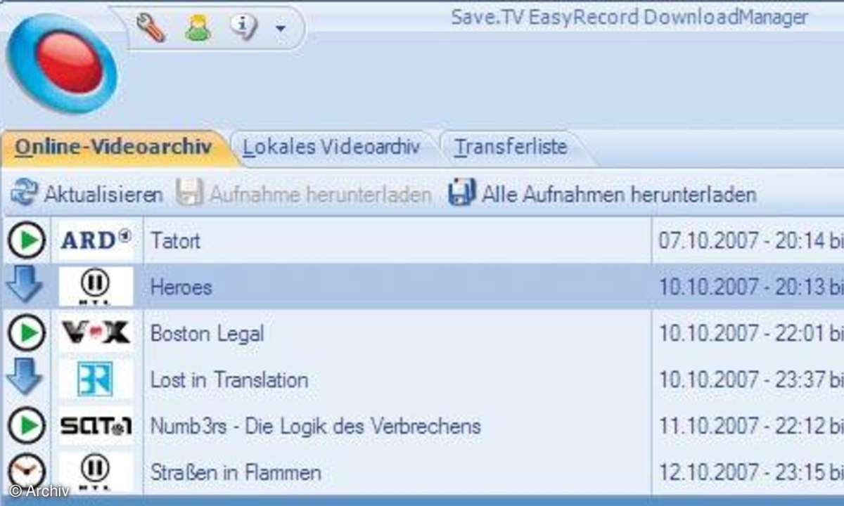 Save.TV - der Videorecorder im Internet