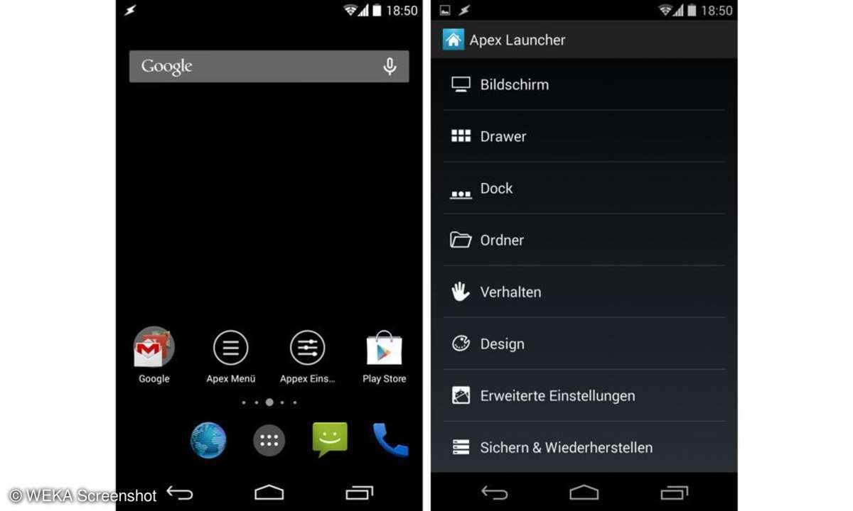 Der Apex Launcher erleichtert die altägliche Arbeit mit vielen kleinen Hilfestellungen.