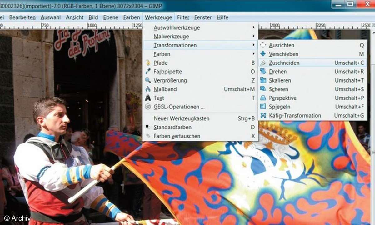 Biderbearbeitung,Gimp,Zuschnittfunktion