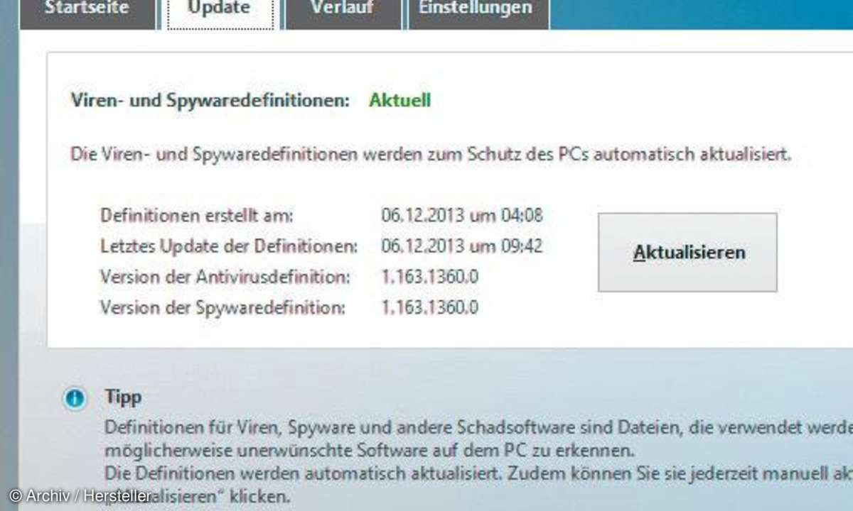 Windows Defender aktualisieren