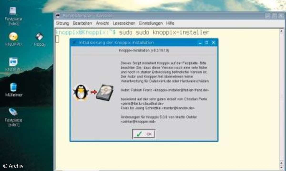 Knoppix-Einstieg: Installer