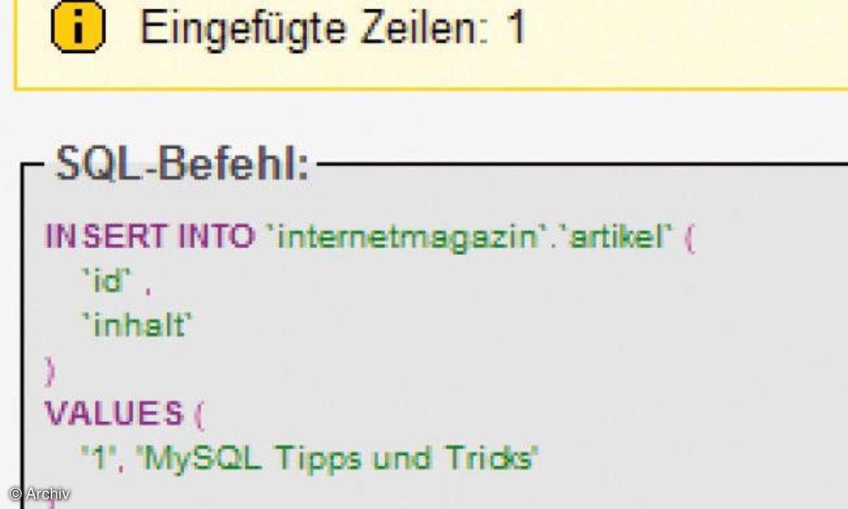 Special MySQL und phpMyAdmin: MySQL