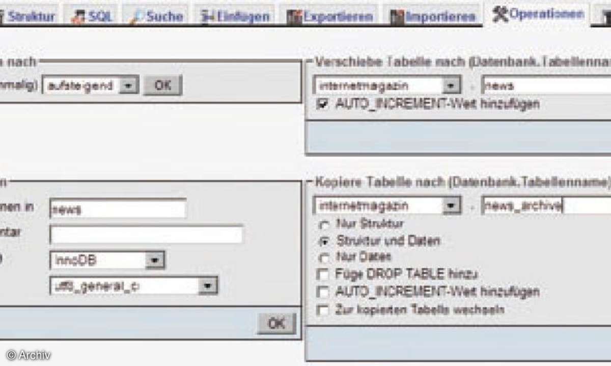 Special MySQL und phpMyAdmin: MySQL