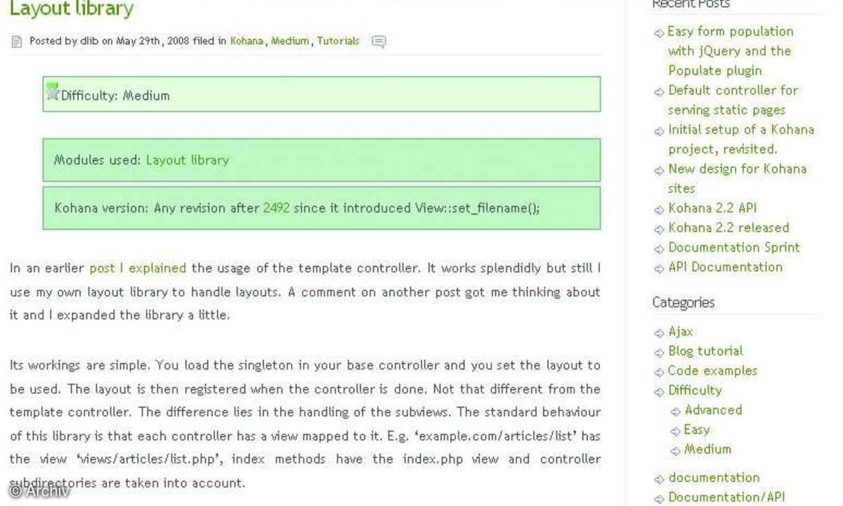 PHP-Frameworks Teil IV - Kohana