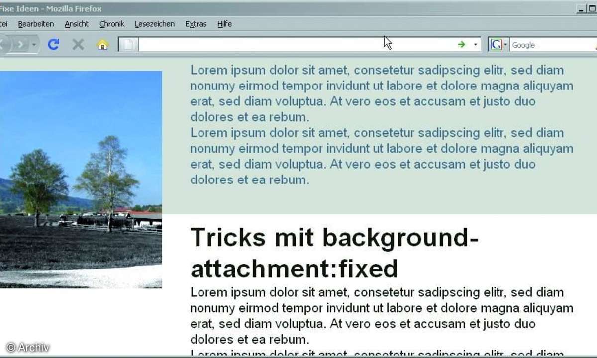 CSS: Tricks mit Hintergrundbildern