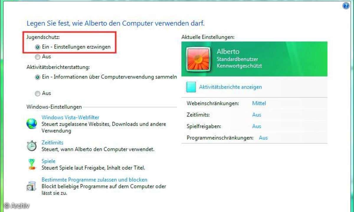 Zeitlimits für Kinder einrichten
