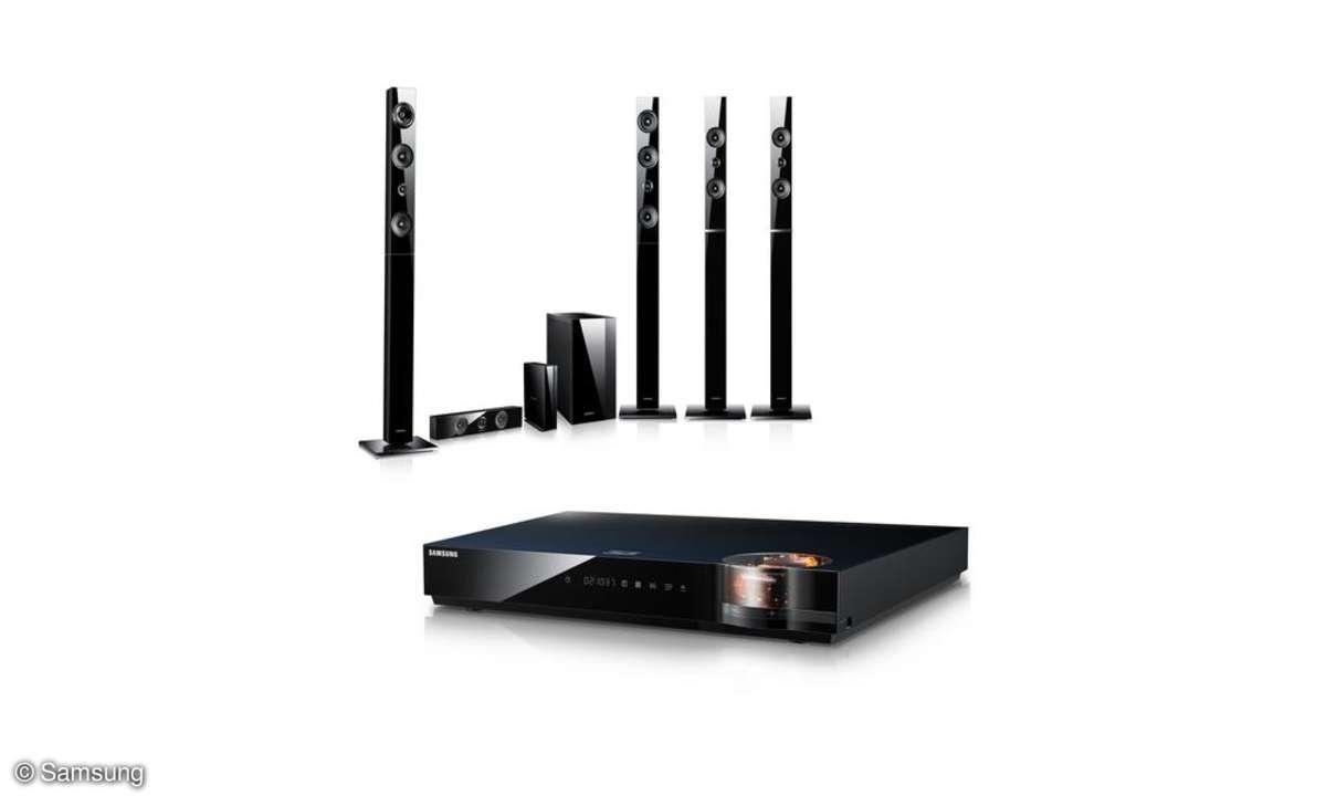 Die 7.1-Blu-ray-Heimkinoanlage HT-E6759W von Samsung verspricht mit analogen Röhrenverstärkern und Höhenlautsprechern ein authentisches 3D-Erlebnis.